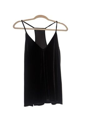 ABERCROMBIE & FITCH Women’s Velour Black Racerback Tank Top Size Sz Small
